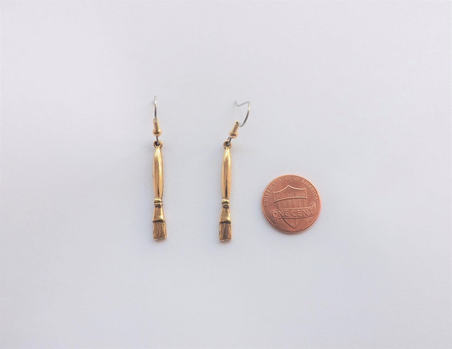 Paintbrush Charm Earrings Gold Paint Brush Art Teacher Gift Etsy