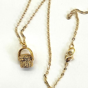 Nantucket Lightship Basket Charm Necklace gold or silver chain or leather pewter 16-18&quot; USA-made