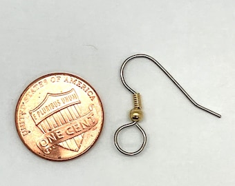 7mm Big eye large loop earwires stainless with gold 144 gross 72 pairs hook style free ship