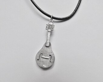 Mandolin Charm Necklace silver pewter leather or chain USA-made