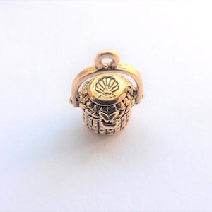 Basket charm one gold pewter pendant Nantucket lightship purse lidded