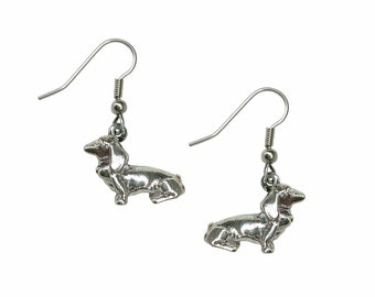 Dachshund Charm Earrings silver pewter dog doxie made in USA