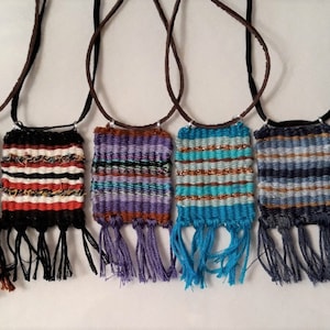 Tiny Tapestry Necklace Loom Kit includes instructions and materials black/white/gray yarn