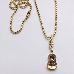 Ukulele Charm Necklace gold pewter black leather or brass chain USA-made