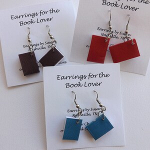 Book Charm Earrings paper real miniature books