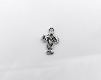 Six Daffodil Charms silver pewter 6 made in USA lead-free nickel-free tarnish-proof