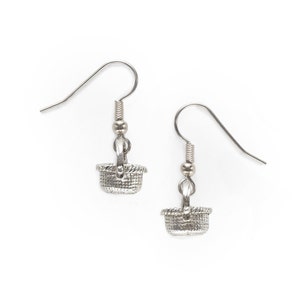 Basket Charm Earrings silver pewter oval Nantucket Shaker USA-made