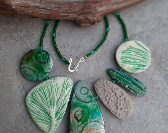 Handmade Polymer Clay Necklace Red Bead U El Salvador Collection