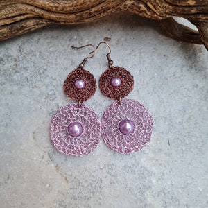 Crocheted wire earrings, Wire earrings, Crochet earrings,Crochet earrings, Crochet jewelry, Light earrings, gift for her, small gift