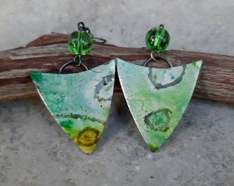 Polymer clay earrings, Handmade earrings, green earrings,statement  earrings, Gift for her,Art earrings, playful earrings, small gift