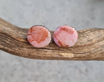 Polymer clay stud earrings, Stud Earrings, Handmade jewelry,small gift, pink earrings, Art jewelry,shiny earrings, gift for her