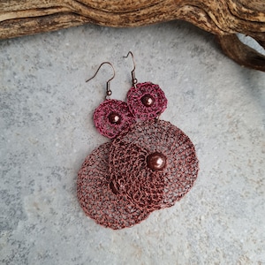 Crocheted wire earrings, Wire earrings, Crochet earrings,Crochet earrings, Crochet jewelry, Light earrings, handmade jewelry, boho earrings