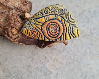 Polymer clay ring, Fimo ring, statement ring, gold and copper ring, textured ring, art ring, handmade ring, gift for her, small gift