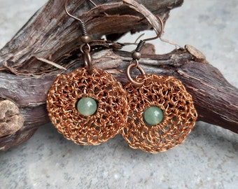 Crocheted wire earrings, Handmade earrings,Crochet earrings,Gift for her,Wire earrings,copper earrings, Ohrringe, small gift, light earrings