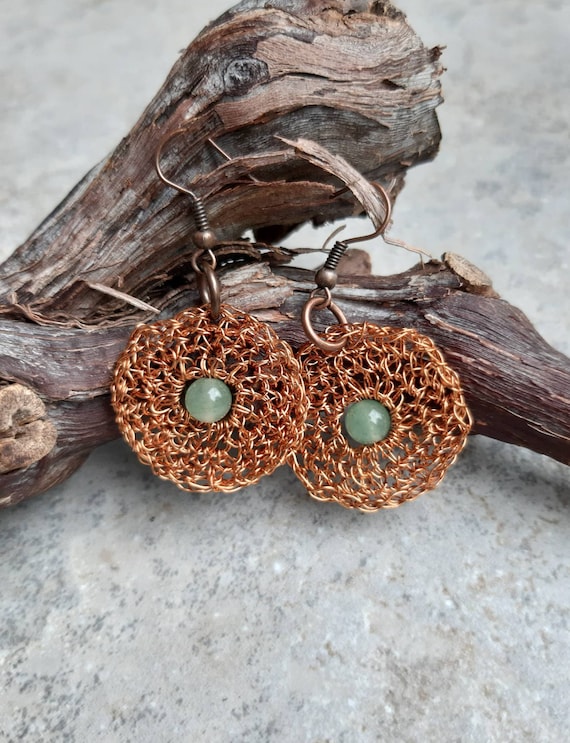 Crocheted Wire Earrings Handmade Earrings crochet Earrings gift