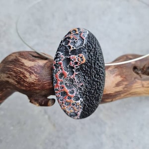 Polymer clay pendant, art jewelry,handmade pendant, black and red necklace, nature inspired, short necklace, organic necklace, gift for her