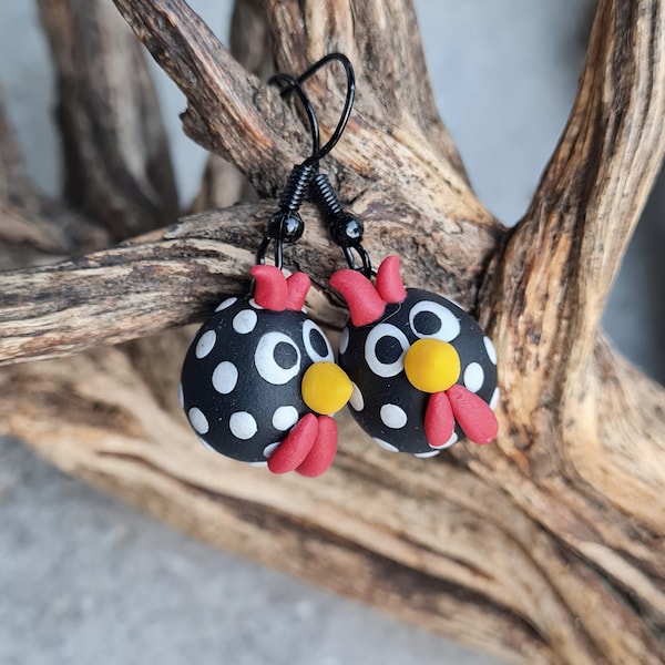 Boucles d'oreilles chat, boucles d'oreilles noires et blanches, bijoux de chat,, boucles d'oreilles noires