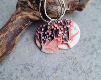 Polymer clay earrings, Handmade earrings, statement earrings, pink earrings,gift for her,Art earrings,small gift, botanic earrings