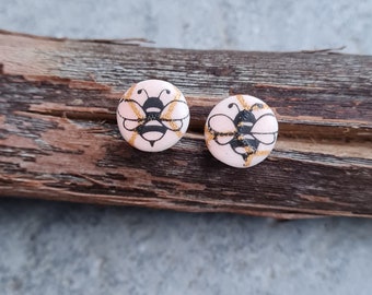 Polymer clay stud earrings, Stud Earrings, Handmade earrings, Gift for her, bee earrings, Ohrringe, orecchini, pendientes, small earrings