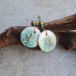 Polymer clay earrings, Handmade earrings, statement earrings, green earrings,orecchini,Art earrings, nature lovers gift, botanic earrings image 10