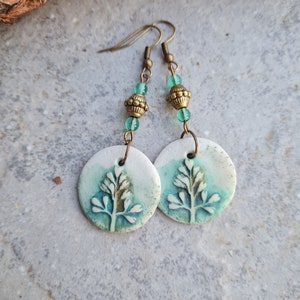 Polymer clay earrings, Handmade earrings, statement earrings, green earrings,orecchini,Art earrings, nature lovers gift, botanic earrings image 5