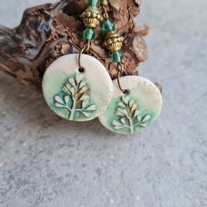 Polymer clay earrings, Handmade earrings, statement earrings, green earrings,orecchini,Art earrings, nature lovers gift, botanic earrings image 8