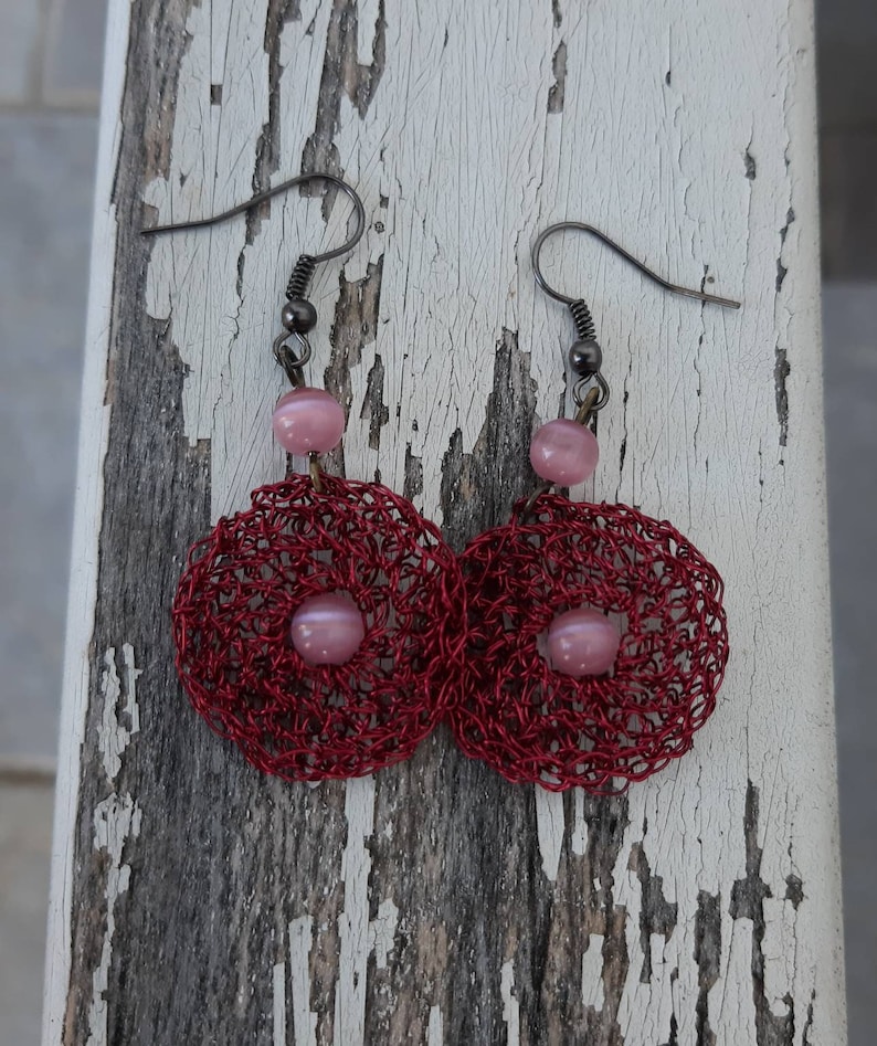 Crochet wire earrings, Wire earrings, Crochet earrings, Handmade jewelry, Art earrings, Elegant earrings, Ohrringe, kunstwerk,orecchini image 7