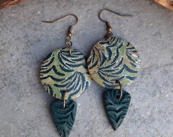 Polymer clay earrings, Handmade earrings, summer earrings, statement earrings,Art earrings, green earrings, gift for her, small gift