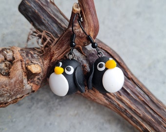 Penguin earrings, Black and white earrings,  animal earrings, cute earrings, animal lovers gift,small gift,gift for her