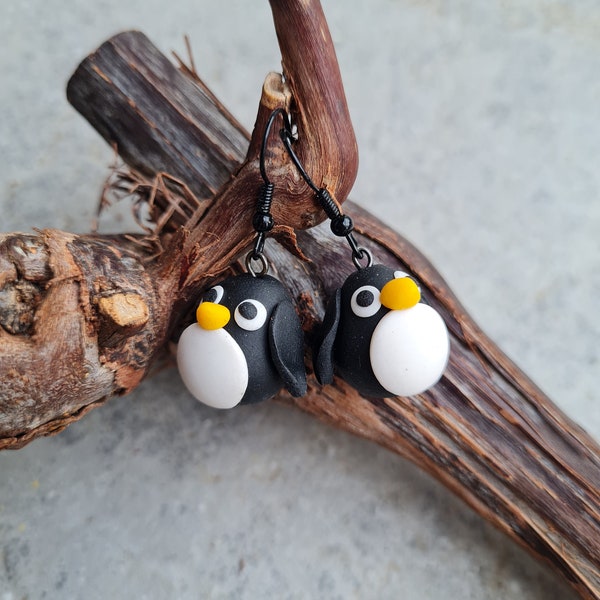 Penguin earrings, Black and white earrings,  animal earrings, cute earrings, animal lovers gift,small gift,gift for her