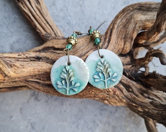 Polymer clay earrings, Handmade earrings, statement earrings, green earrings,orecchini,Art earrings, nature lovers gift, botanic earrings