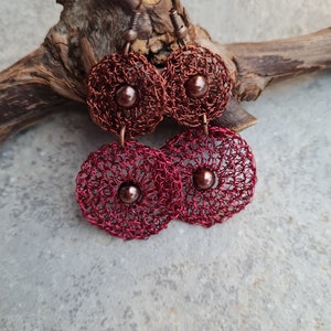 Crocheted wire earrings, Wire earrings, Crochet earrings, Crochet earrings, Crochet jewelry, Light earrings, gift for her, small gift