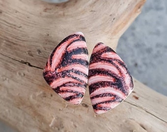 Polymer clay  earrings, stud earrings,orecchini, black and red earrings, art earrings,light earrings,handmade earrings, small gift