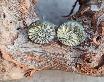 Polymer clay  earrings, stud earrings,daisy earrings,green earrings, art earrings, earrings,handmade earrings, small gift, gift for her