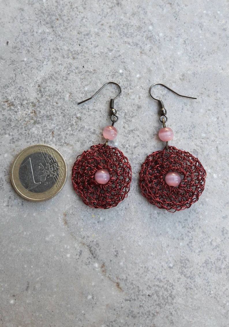 Crochet wire earrings, Wire earrings, Crochet earrings, Handmade jewelry, Art earrings, Elegant earrings, Ohrringe, kunstwerk,orecchini image 6