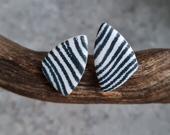 Polymer clay  earrings, stud earrings,summer earrings, blue and white earrings, art earrings,light earrings,handmade earrings, small gift