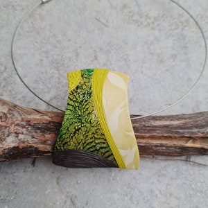 Polymer clay pendant, green pendant, short necklace, Art pendant,  Handmade pendant,nature lovers gift, gift for her, small gift