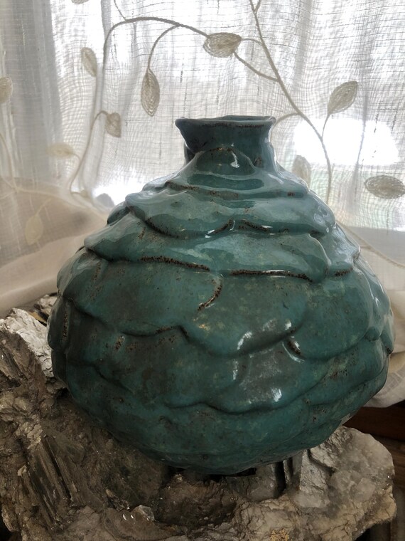 Hand gebaut Türkis-Glasur-Steinzeug-Vase