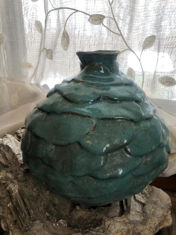Hand gebaut Türkis-Glasur-Steinzeug-Vase