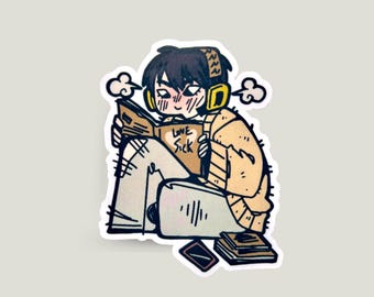 Yaoi Reader Sticker | BL Manga Boy | Cozy Anime Vinyl Decal