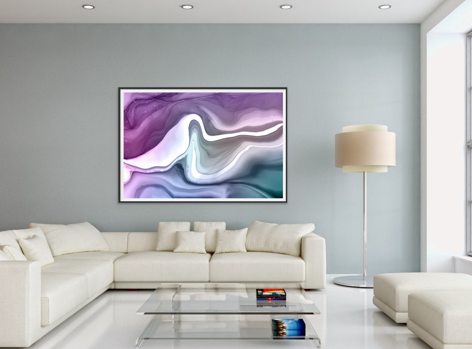 Purple and Teal Abstract Art Print jewel tones ombre alcohol Etsy