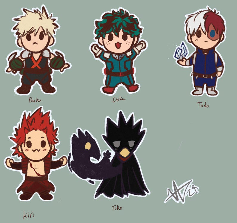 My Hero Academia Chibi Character Stickers - Etsy