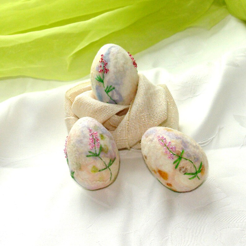 Felt Easter eggs, Hand felted Easter decoration, Pastel Easter eggs, Table Decoration, Home decor, Best wishes from Europe image 3