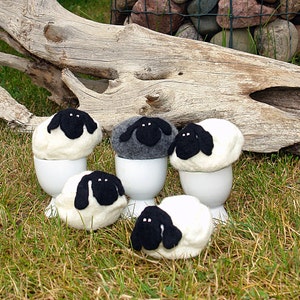 Egg Warmers, Fluffy Sheep, Felted Egg Cozy, White lambs black faces, Tabble Decoration, Home decor, Easter egg warmer image 2