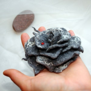 Felt rose, Rose- chose to be frozen in time, Hand Felt Wool Flower Brooch, Felt  grey rose pin