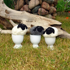 Egg Warmers, Fluffy Sheep, Felted Egg Cozy, White lambs black faces, Tabble Decoration, Home decor, Easter egg warmer image 3