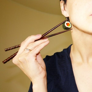 Sushi felt dangle earrings, Sushi bar is open- felted earrings, fake food earings