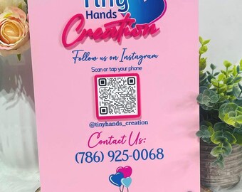 Personalized QR Code Social Media Sign: Custom Business Display, 8x10