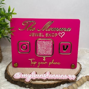 Personalized Social Media NFC Sign, Tap to Connect, Custom Business Display, Smart Networking Sign for Events and Shops, Sign with NFC Chip