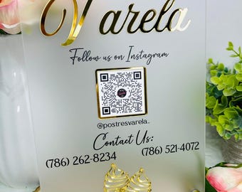 Custom QR Code Social Media Sign: 8x10 Personalized Business Display